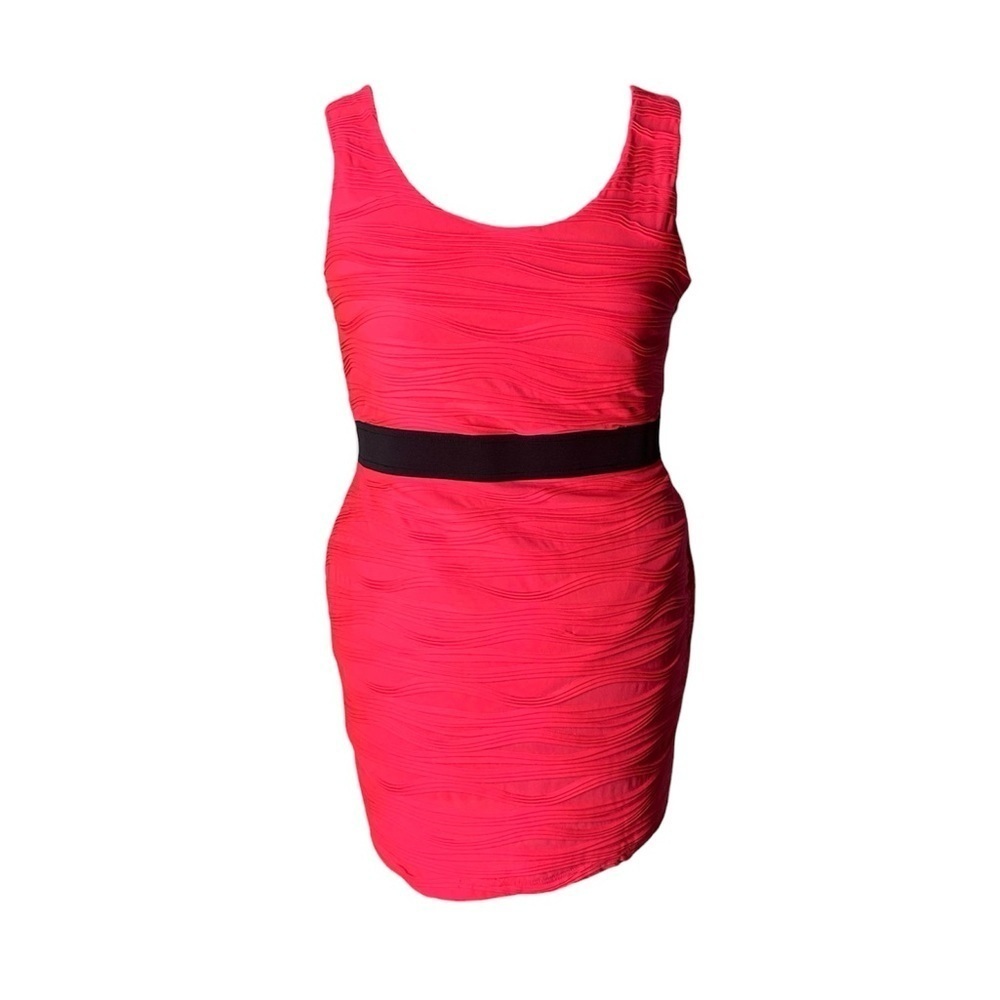 Bodycon mini dress bright pink dress with side zipper sleeveless dress